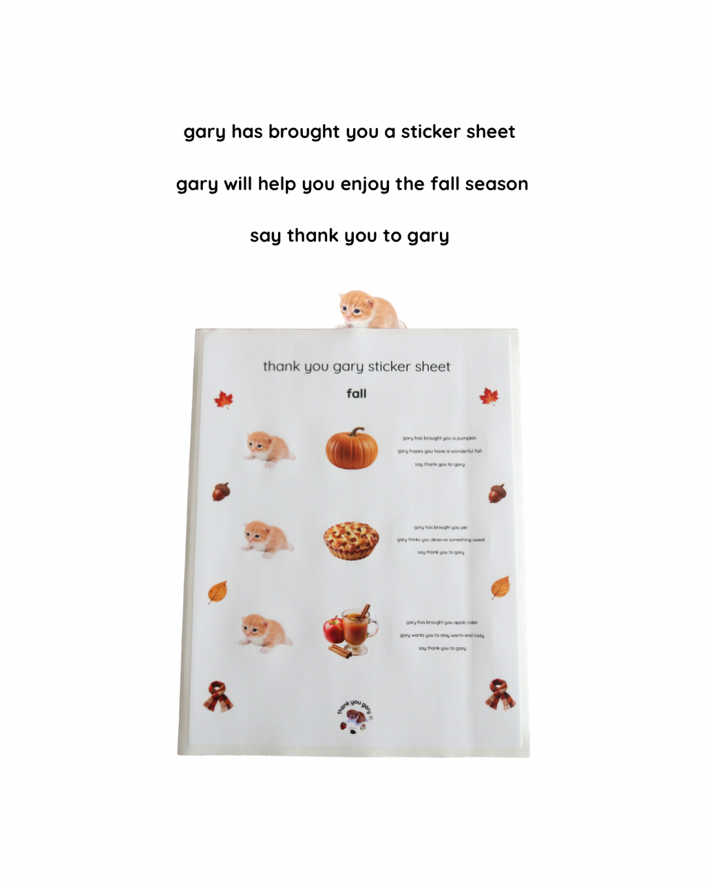 thank you gary sticker sheet - fall