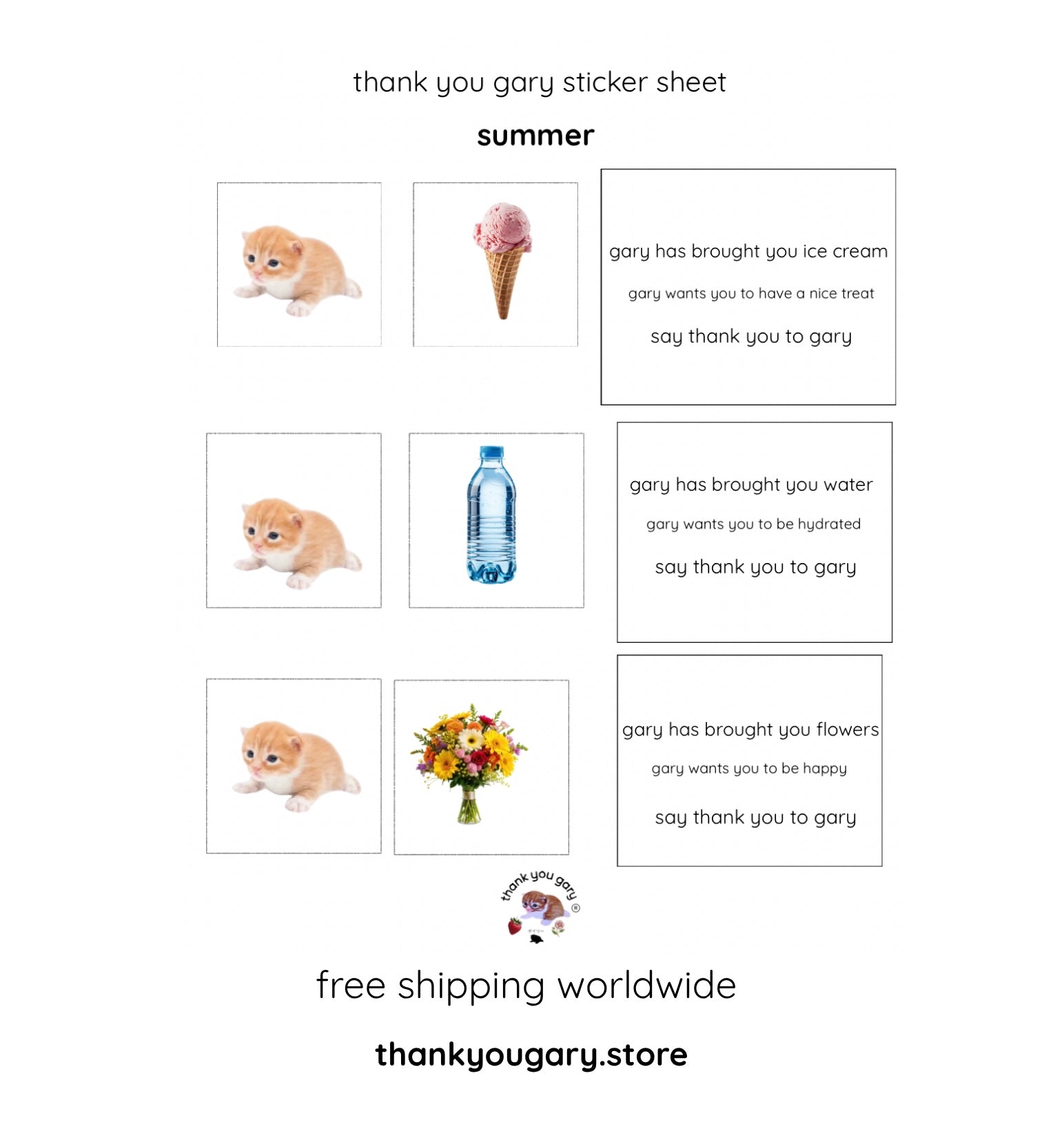 thank you gary sticker sheet - summer