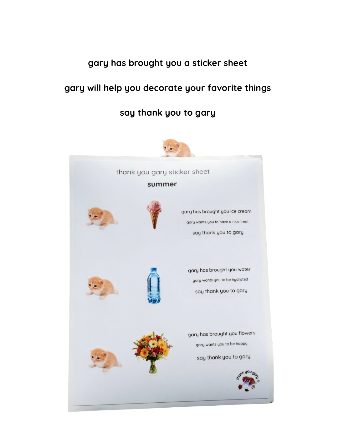 thank you gary sticker sheet - summer